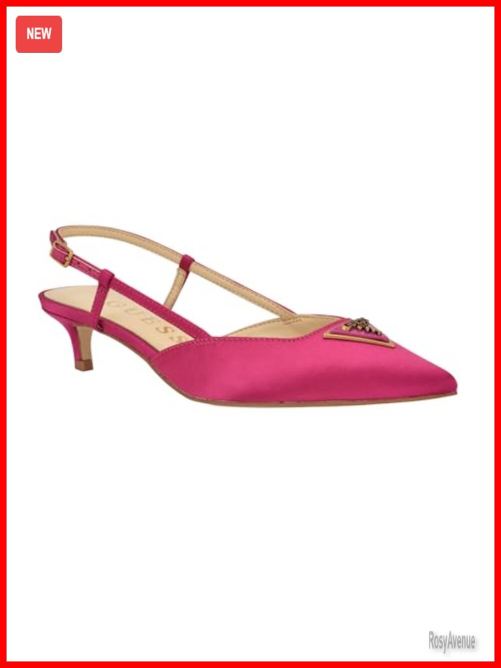 Pointed Toe Slingback Kitten Heel Pump Satin Evening Dress Shoe